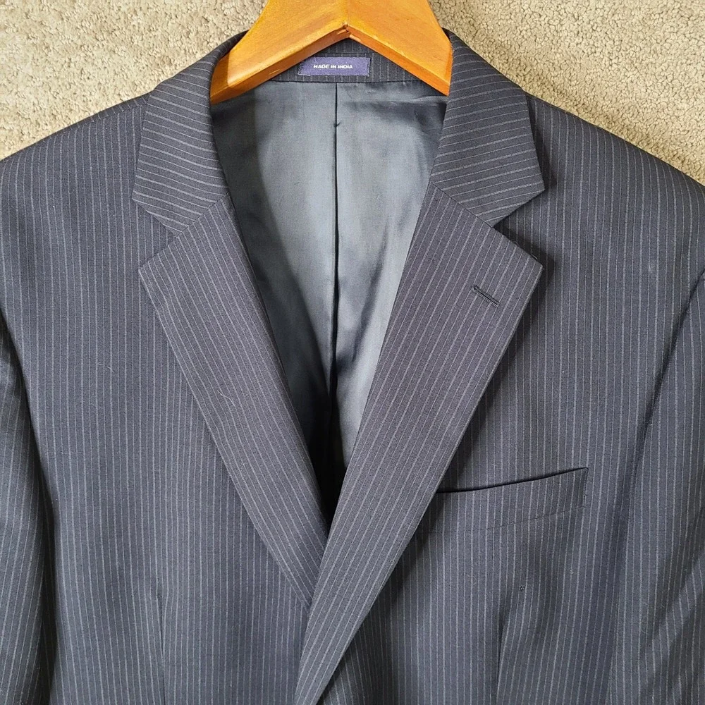 Stafford Jacket Mens 44R Blue Striped Blazer Classic Fit Wool Blend Suit Coat‎